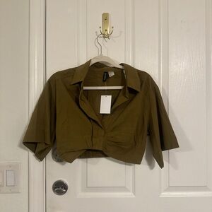 Olive Green Crop Shirt
